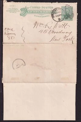 1889 Sc U293 letter sheet letter sheet used Brooklyn NY cancel CV $20 (U3 - Image 1 of 2