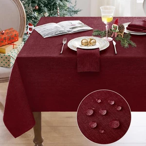 Tovaglia Natalizia Rossa per 6 Posti Antimacchia 140X180 Rettangolare Idrorepell - Foto 1 di 4