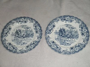 VTG JOHNSON BROTHERS ENGLAND COACHING SCENES 2 BREAD & BUTTER PLATES 6.25" EC - Picture 1 of 3