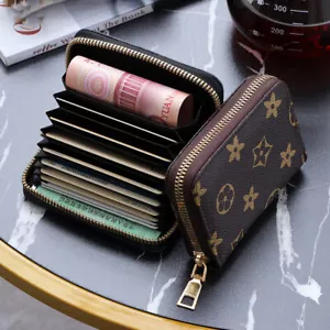 Leather Credit Card Holder Multi Slots Holder Zipper Wallet Card Coin Purse Gift - Picture 1 of 17