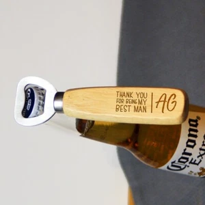 Personalised Groomsman Beer Bottle Opener ANY TEXT Wedding Gift Best Man Gift - Picture 1 of 2