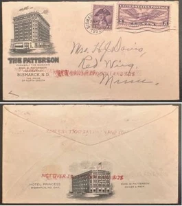 US #708,#C16 on The Patterson Hotel & backside Hotel Princess Bismarck, ND *d - Picture 1 of 3