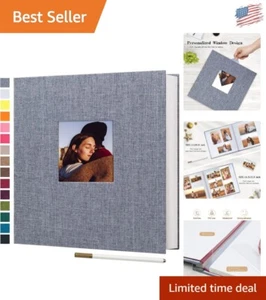 Versatile 80-Page DIY Scrapbook Album in Gray Linen for Weddings & Anniversaries - Picture 1 of 8