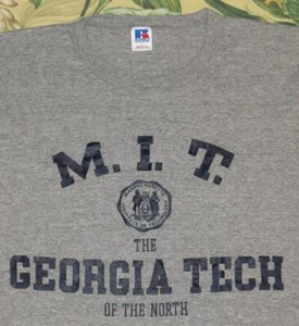 Vtg MIT Russell Athletic Grey Rayon Tri Blend T Shirt M/L - Picture 1 of 3
