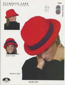 Plymouth Knitting Pattern P508 Galway Worsted Felted Hats - Pattern Only - Picture 1 of 2