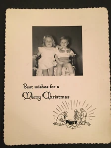 Tarjeta de Navidad antigua foto vintage de niños lindos/tarjeta de felicitación de temporada 4383 - Imagen 1 de 2