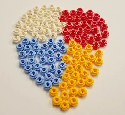 NEW LEGO lot of 120 pieces - White - Red - Light Blue - Light Orange Lego Petals - Image 1 of 4