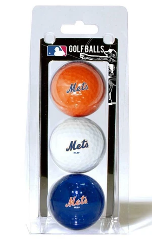 New York Mets 3 Pack Golf Balls [NEW] MLB White Golfing Pk Ball Cover