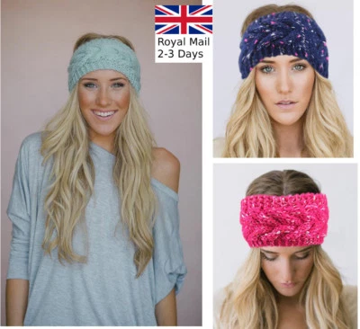 Women Ladies Winter Crochet Knit Knitted Wool Hat Headband Headwrap Ear Band