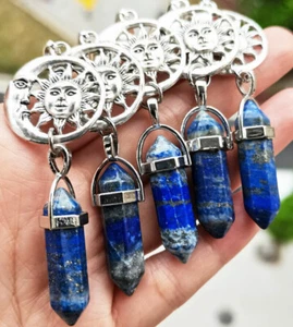 10pcs Lapis Lazuli Gems Stone Moon Sun Pendants Chakra Reiki Healing Amulet - Picture 1 of 3