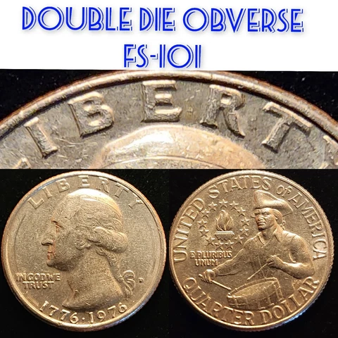 RARE  1976-D BICENTENNIAL FS-101  DOUBLE DIE OBVERSE WASHINGTON QUARTER!! Cover