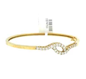 1CT Round Cut Lab Created Diamond Women's Bangle Bracelet 14K Yellow Gold Plated - Picture 1 of 9
