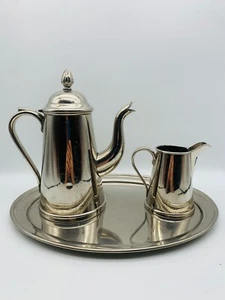 Gebrüder Bing Nürnberg GBN Art Deco Kaffekanne Kännchen auf Tablett versilbert - Bild 1 von 11
