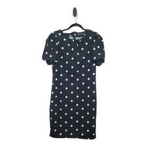 New York And Company Women’s Medium Dress Polka Dot Sheath Puffy Sleeve Stretch  - Picture 1 of 7