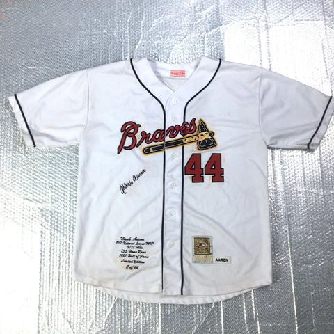Hank Aaron Limited Edition 2 of 44 Mitchell and Ness Atlanta Braves Jersey Cover