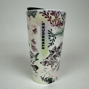 SELTEN Starbucks 2022 Urlaub rosa verzauberter Wald Blumen Keramik Becher 12oz - Bild 1 von 7