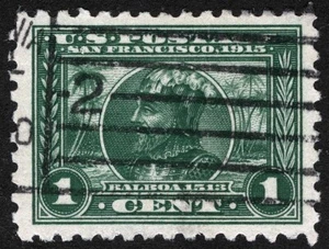 US Sc 401 grün 1¢ 1914 S.10 SLWm Box Cancel JUMBO Margins - Bild 1 von 1