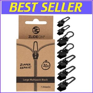 Instant Replacement Zipper Pulls - 7 Pack Large Black for Bags & Apparel - Picture 1 of 8