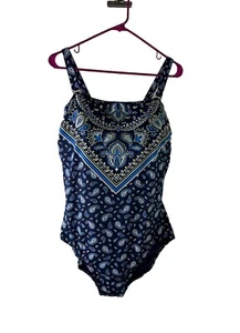 Lands End Womens 16 D Paisley Print One Piece Swim Suit Modest - Picture 1 of 6
