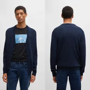 NWT HUGO BOSS Mardon Slim Fit Extrafine Virgin Merino Wool Cardigan Sweater XXL - Picture 1 of 9