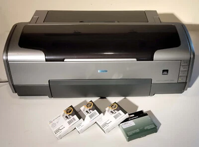 Epson Stylus Photo R1800 Digital Photo Inkjet Printer-some inks, bad print head - Image 1 of 4