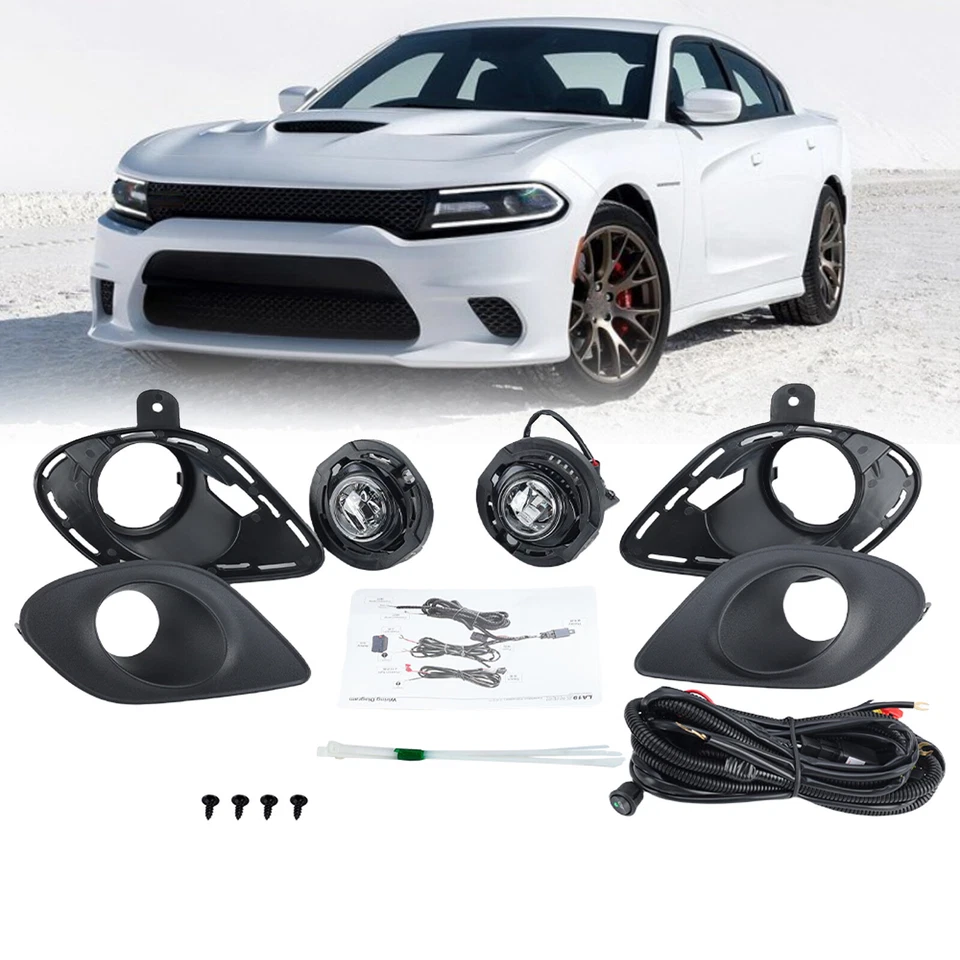 Luz antiniebla LED de parachoques con kit de cableado de soporte de cubierta para Dodge Charger SRT 2015-2023 Foto 1 de 4