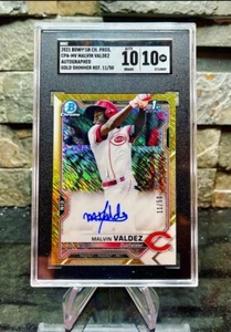2021 Bowman Chrom Gold Schimmer Refraktor Auto Malvin Valdez/50 SGC 10/10 - Bild 1 von 1
