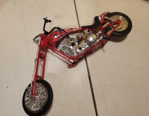 Rare NewRay 1995 Chopper Motorcycle Low rider 10” Long American Flag Red Stripe - Picture 1 of 7