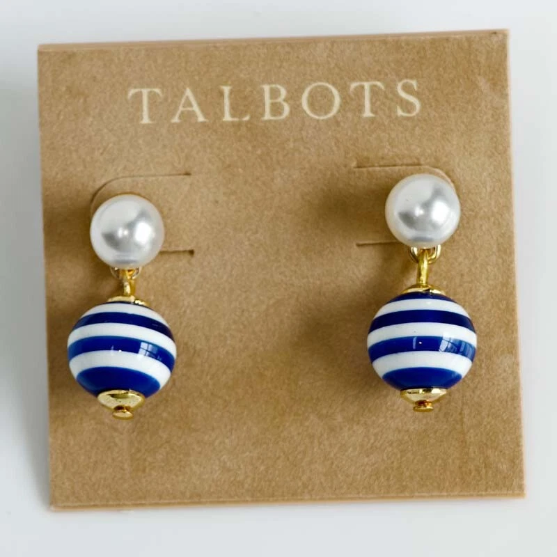 Talbots Minimalist Stripe Beads Drop Earrings Chic Women Vacation Travel Jewelry — 第 1/1 张图片