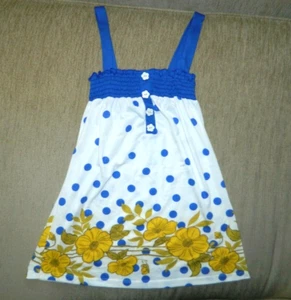 Charlotte Russe Top Cream & Blue w/Yellow Flowers Size Small Runs 14/16 - Picture 1 of 4