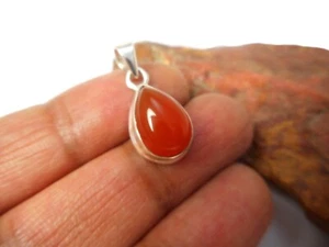 Small Orange Teardrop CARNELIAN Sterling Silver 925 Gemstone Pendant - Picture 1 of 6