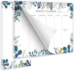 Weekly Planner Notepad Tear off Set of 2 Weekly Calendar Pad 52 Undated to Do Li - Picture 1 of 12