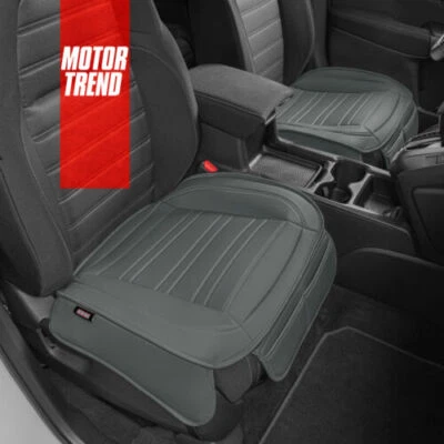 Funda de asiento delantera de cuero sintético Motor Trend para coches - Juego de 2 coches delanteros grises... Foto 1 de 4