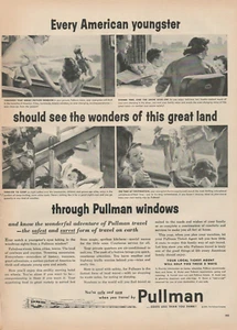 1955 Pullman Passenger Cars Train Sleeper Every American Youngster Print Ad - Picture 1 of 1