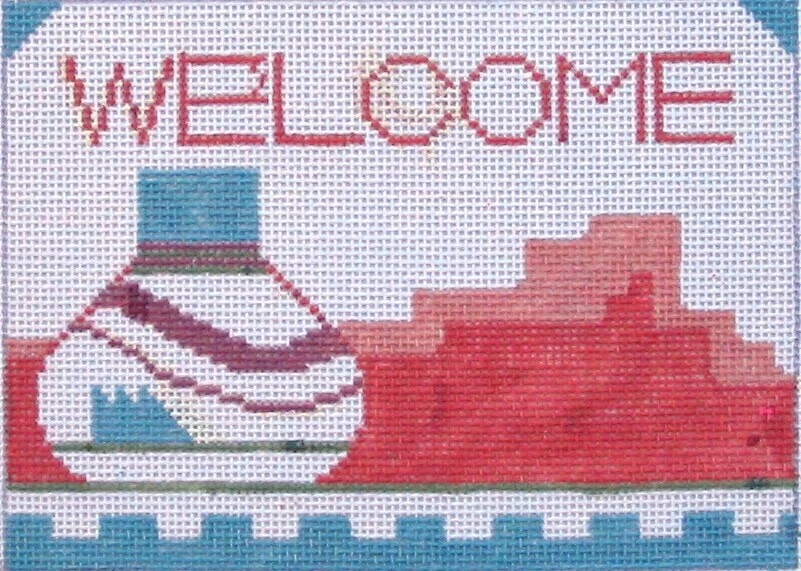 Southwest Welcome Hand Painted Needlepoint Canvas - Image 1 of 1