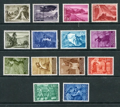 Liechtenstein 1959-64 Definitives Landscapes Agriculture MNH Set 14 Stamps Cover