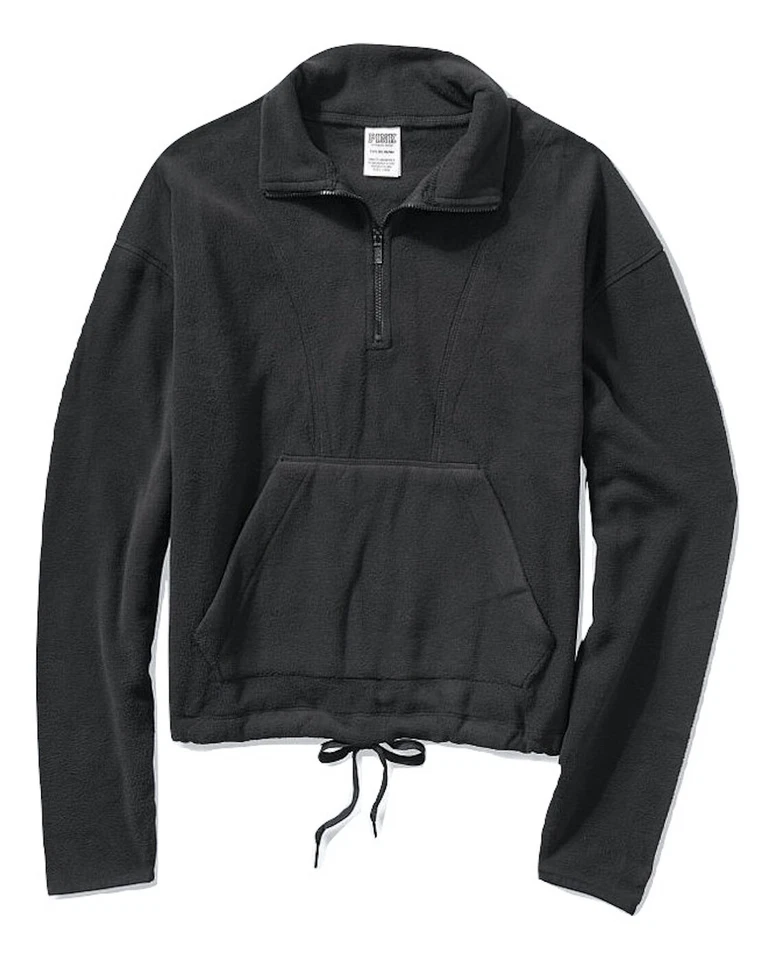Victoria's Secret Pink Polar Fleece Half Zip Color Black Large BRAND