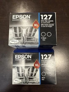 NEW Genuine EPSON 127XL Black ink With 2 Black Noir & 1 With 1 Black Noir - Afbeelding 1 van 3