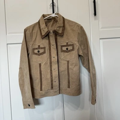 Rod’s Suede Jacket For Women Tan/brown Large Studded Western Festival Cowgirl - Image 1 of 4