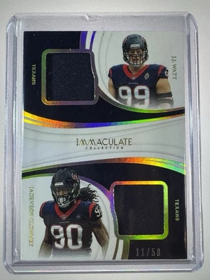 2019 Immaculate Jadeveon Clowney Jj Watt Dual Patch /50 #DJC-14 Texans - Image 1 of 2