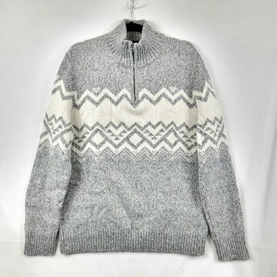 Suéter American Eagle 1/4 Cremallera Para Hombres XLT Gris Mezcla de Lana Nórdica Fair Isle Preppy Foto 1 de 4