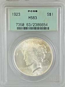 1923 Peace Silver Dollar MS63 PCGS - Picture 1 of 2