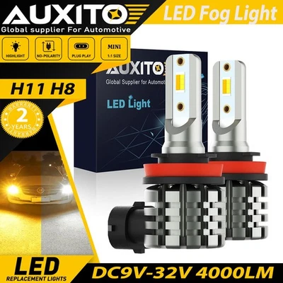 2pcs H8 H9 H11 LED Fog Light Bulbs Switchback Dual White/Yellow 60W for Ford - Image 1 of 4