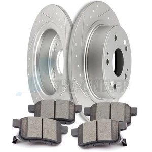 For Acura TSX 11- 14 Honda Accord Rear Drilled Slotted Brake Rotors Ceramic Pads - Picture 1 of 10
