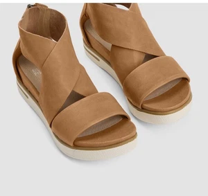 Eileen Fisher gewalkte Leder Sneaker Sandalen Größe 9,5, hellbraun, ruhiger Luxus, Büro - Bild 1 von 13