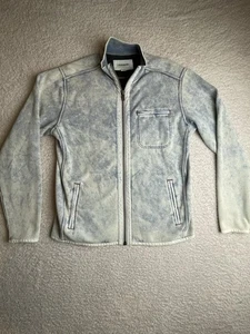 32 Bar Blues Herren Medium Sweatshirt durchgehender Reißverschluss blaue Waschung Baumwolle Stretch weiche Jacke - Bild 1 von 12