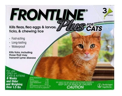 FRONTLINE Plus Flea and Tick Treatment for Cats and Kittens - 3 Doses GENUINE!!!