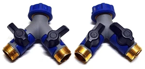 2 - Conectores de manguera de jardín bidireccional - Marca Lowe's - Apagados independientes - Imagen 1 de 2