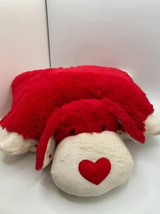 Pillow Pets Valentine Red Plush Fluffy Puppy Dog With Heart Nose Large 2010 19" - Picture 1 of 18