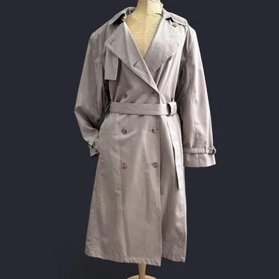 VTG London Fog Trench Coat Women 10 Petite Beige Wool Lined Zip Out Minimalist - Image 1 of 4